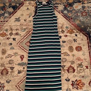 Striped Sleeveless Maxi ribbed bodycon Dress